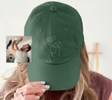 Personalised Sketch from Photo Dad Hats, Embroidered Family Matching Caps, Unisex Comfy Colors Caps, Portrait Dad Hats, Father's Day Gifts