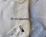 Embroidered Hoodie, Couple Matching Hoodie, One Year Anniversary Birthday Special Date Roman Numeral Hood, Personalised Wifey Sweatshirt