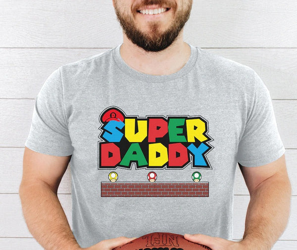 Super DADDY Father's Day Tshirt, Dad Funny Printed Crewneck Shirt, Retro Dad Tshirt, Daddy Tee Tops, Birthday Gift for Dad, Grandpa Presents