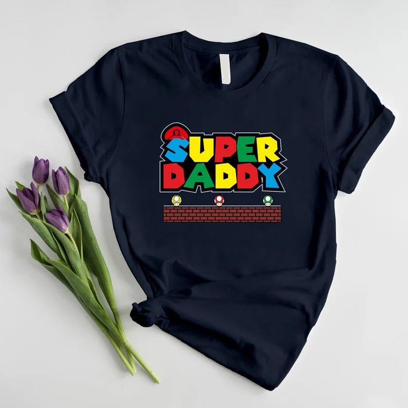 Super DADDY Father's Day Tshirt, Dad Funny Printed Crewneck Shirt, Retro Dad Tshirt, Daddy Tee Tops, Birthday Gift for Dad, Grandpa Presents