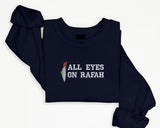 All Eyes On Rafah Embroidered Sweatshirt, Palestine Flag Map Sweater, Palestine Clothing, Prefect Embroidery, Adults Sizes