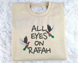 Embroidered Palestine Sweatshirt, All Eyes On Rafah Embroidered Sweater, Palestine Dove Crewneck Jumpers, Adults Sizes