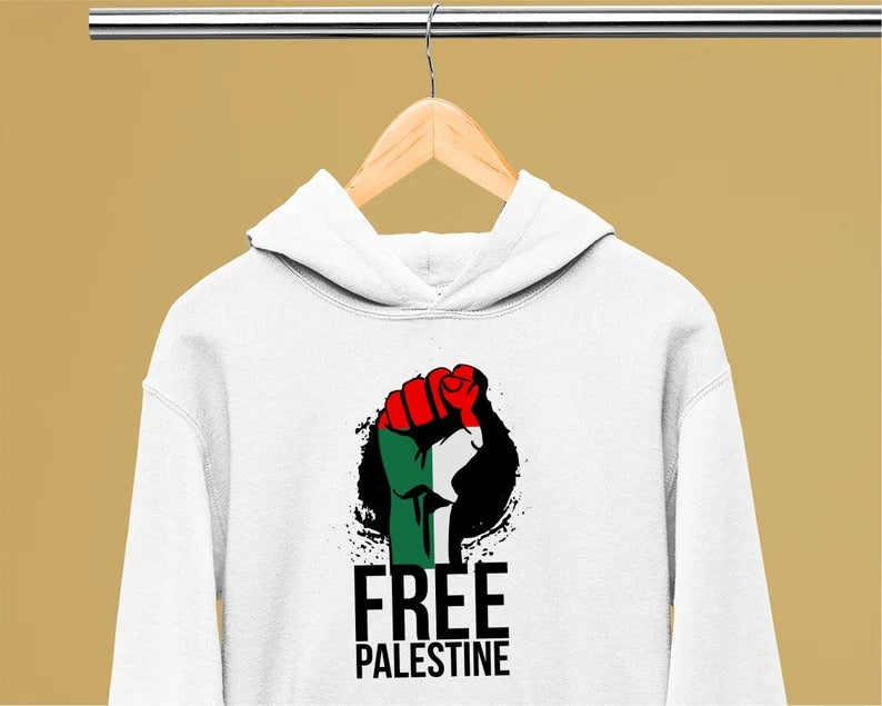 Palestine Hoodie, Palestine Fist Flag Printed Hoody, Palestine Clothing, Adult Sizes Hooded Sweatshirts