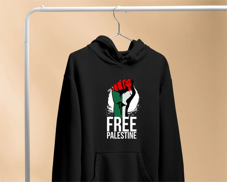 Palestine Hoodie, Palestine Fist Flag Printed Hoody, Palestine Clothing, Adult Sizes Hooded Sweatshirts