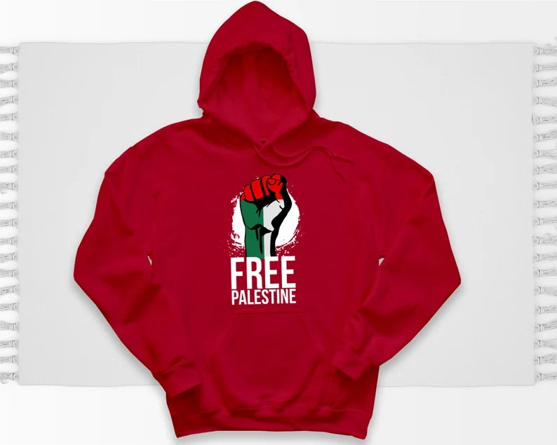 Palestine Hoodie, Palestine Fist Flag Printed Hoody, Palestine Clothing, Adult Sizes Hooded Sweatshirts