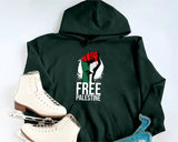 Palestine Hoodie, Palestine Fist Flag Printed Hoody, Palestine Clothing, Adult Sizes Hooded Sweatshirts