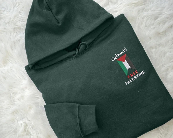 Palestine Arabic Hoody, Palestine Embroidered Monogrammed Flag Hoodies, Palestine Adult Sizes Comfy Color Hoody Outfits