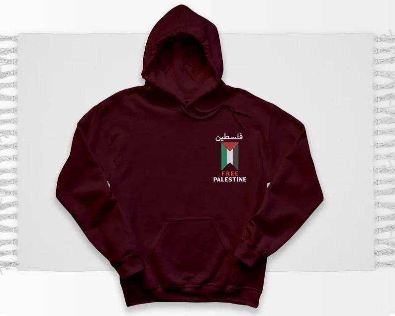 Palestine Arabic Hoody, Palestine Embroidered Monogrammed Flag Hoodies, Palestine Adult Sizes Comfy Color Hoody Outfits