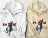 Embroidered Palestine Map Flag Hoodies, Palestine Arabic Calligraphy Name Pullover Jumper, Adults Sizes Unisex Sweater, Palestine Clothing