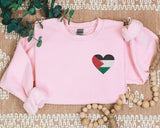 Palestine Flag Heart Sweatshirt, Embroidered Palestine Monogram Heart Sweater, Palestine Crewneck, Unisex Pullover Jumpers