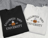 Halloween Town University Sweatshirt, Embroidered Halloween Fall Jumper, Spooky Season Crewneck Sweatshirt, Pumpkin Embroidery Est Outfits