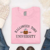 Halloween Town University Sweatshirt, Embroidered Halloween Fall Jumper, Spooky Season Crewneck Sweatshirt, Pumpkin Embroidery Est Outfits