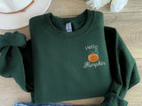 Hello Pumpkin Sweatshirt, Vintage Halloween Embroidered Sweatshirt, Pumpkin Matching Sweater, Spooky Season Jumper, Cute Halloween Clothing