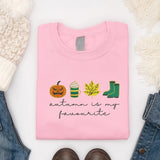 Autumn is My Favourite Sweatshirt, Embroidered Halloween Pumpkin Sweater, Vintage Autumn Leaves Jumper, Cute Halloween Clothing for Adults