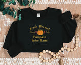 Pumpkin Spice Latte Sweatshirt, Halloween Pumpkin Embroidered Sweater, Vintage Autumn Fall Matching Jumper, Comfy Halloween Adults Outfits