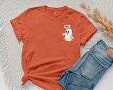 Halloween Crewneck T Shirt, Halloween Boo Ghost Shirts, Cute Ghost Monogrammed Printed Tees, Cute Ghost Halloween T-Shirt, Halloween Outfits