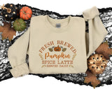 Pumpkin Spiced Latte Fall Sweatshirt, Vintage Halloween Pumpkin Sweatshirt, Autumn Leaves Embroidered Jumper, Halloween Coffee Lovers Gifts