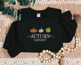 Vintage Autumn Harvest Sweatshirt, Embroidered Halloween Pumpkin Sweater, Fall Thanksgiving Jumper, Halloween Autumn Season Clothing Gifts