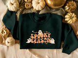 Spooky Season Halloween Sweater, Halloween Ghosts Printed Sweatshirt, Family Matching Tops, Unisex Adults Jumper, Halloween Night Party Gift