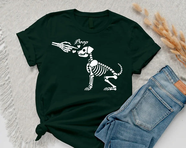 Dog Skeleton Halloween Shirts, Funny Dog T Shirt, Dog Lover Halloween Tops, Dog Skeleton Funny Tees, Happy Halloween, Haloween Party Outfits