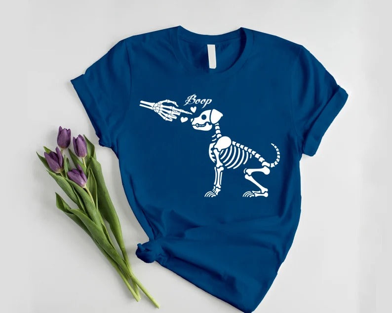 Dog Skeleton Halloween Shirts, Funny Dog T Shirt, Dog Lover Halloween Tops, Dog Skeleton Funny Tees, Happy Halloween, Haloween Party Outfits