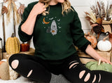 Embroidered Halloween Ghost Sweatshirt, Halloween Pumpkin Sweater, Unisex Crewneck Jumper, Halloween Sweater, Spooky Season Autumn Fall Gift