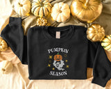 Embroidered Pumpkin Season Sweatshirt, Winking Pumpkin Halloween Sweater, Autumn Spooky Season Clothing, Halloween Embroidery Unisex Jumpers