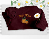 Embroidered Pumpkin Sweatshirt, Halloween Pumpkin Crewneck Sweater, Eco Pumpkin Jumper, Autumn Fall Spooky Season Jumpers, Halloween Outfits