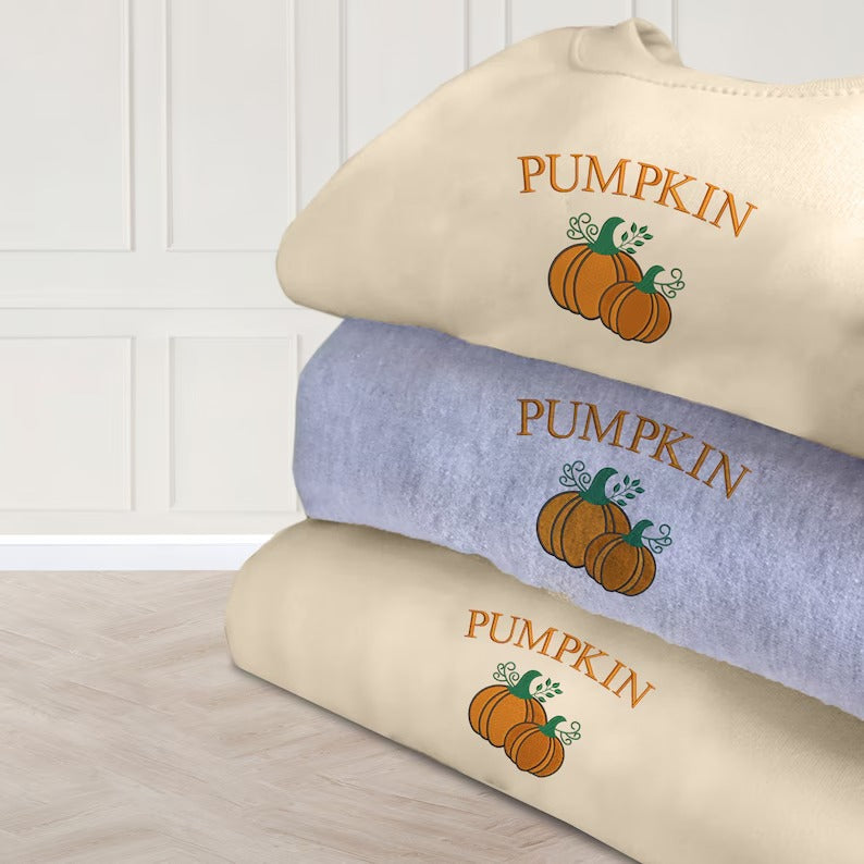 Embroidered Pumpkin Sweatshirt, Halloween Pumpkin Crewneck Sweater, Eco Pumpkin Jumper, Autumn Fall Spooky Season Jumpers, Halloween Outfits