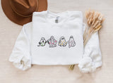 Embroidered Ghost Halloween Sweater, Cute Ghosts Spooky Season Sweatshirts, Halloween Jumper, Family Matching Halloween Gifts, Fall Jumpers