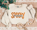 Embroidered Spooky Season Sweatshirt, Retro Halloween Sweaters, Family Matching Trendy Autumn Jumper, Unisex Adults Tops, Halloween Outfits