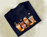 Vintage Halloween Sweatshirt, Halloween Pumpkin Coffee Sweater, Thanksgiving Fall Printed Jumper, Pumpkin Latte Sweater for Halloween Outfit