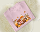 Vintage Halloween Sweatshirt, Halloween Pumpkin Coffee Sweater, Thanksgiving Fall Printed Jumper, Pumpkin Latte Sweater for Halloween Outfit