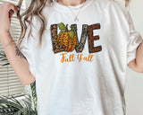 Love Fall Y'All Printed Shirt, Vintage Halloween Pumpkin Tee Shirt, Thanksgiving Peace Love Shirt, Fall Vibes Top, Halloween Clothing Gift