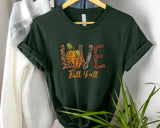 Love Fall Y'All Printed Shirt, Vintage Halloween Pumpkin Tee Shirt, Thanksgiving Peace Love Shirt, Fall Vibes Top, Halloween Clothing Gift