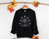 Halloween Skull Skeleton Sweatshirt, Goth Halloween Printed Sweatshirt, Vintage Fall Crewneck Jumper, Spooky Season Sweater, Halloween Gift