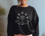 Halloween Skull Skeleton Sweatshirt, Goth Halloween Printed Sweatshirt, Vintage Fall Crewneck Jumper, Spooky Season Sweater, Halloween Gift