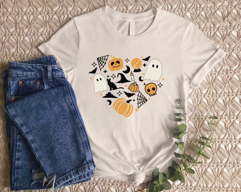 Vintage Halloween Printed T-Shirt, Halloween All Things Shirt, Cute Fall Pumpkin Shirt, Funny Halloween Ghost Tees, Halloween Party Clothing