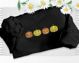 Halloween Jumper, Embroidered Pumpkin Face Halloween Sweatshirt, Autumn Fall Season Vintage Sweater, Comfy Unisex Outfit