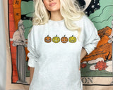 Halloween Jumper, Embroidered Pumpkin Face Halloween Sweatshirt, Autumn Fall Season Vintage Sweater, Comfy Unisex Outfit