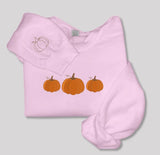 Pumpkin Sweatshirt, Embroidered Autumn Crewneck Jumper, Halloween Sweater, Fall Season Pumpkin Design Embroidery Comfy Top, EmbroideryCrafts