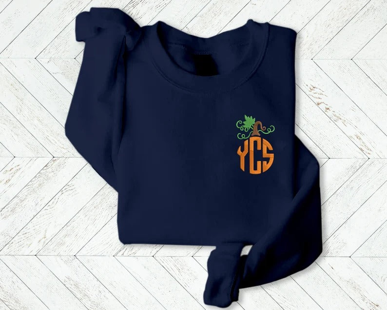 Custom Embroidered Halloween Sweater, Personalised Names Initials Monogrammed Sweatshirt, Halloween Themed Fonts Jumpers, Spooky Season Tops