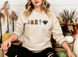 Embroidered Halloween Cats Sweatshirt, Cute Autumn Fall Sweater, Ghosts Cats Halloween Jumper, Cat Lover Gifts, Cat Sweater, Halloween Gifts