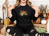 Autumn Pumpkins Embroidered Sweatshirt, Autumn Fall Leaves Crewneck Jumper, Spooky Season Fall Clothing, Halloween Outfit, Autumn Fall Gifts