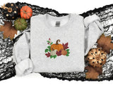 Autumn Pumpkins Embroidered Sweatshirt, Autumn Fall Leaves Crewneck Jumper, Spooky Season Fall Clothing, Halloween Outfit, Autumn Fall Gifts