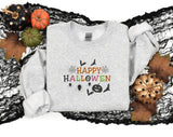 Happy Halloween Embroidered Sweatshirt, Halloween Season Comfy Colors Sweaters, Family Matching Halloween Crewneck Jumper, Autumn Fall Gifts