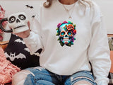 Vintage Floral Skull Halloween Jumper, Halloween Skull Sweatshirt, Halloween Unisex Comfy Sweaters, Autumn Fall Clothing, Spooky Season Tops