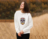 Retro Floral Skull Halloween Jumper, Halloween Skull Sweatshirt, Halloween Unisex Comfy Sweater, Autumn Fall Clothing, Spooky Season Outfits