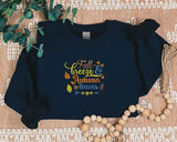 Embroidered Fall Sweatshirt, Fall Breeze Autumn Leaves Sweaters, Fall Quote Spooky Season Jumper, Autumn Fall Outfits, Halloween Night Gifts