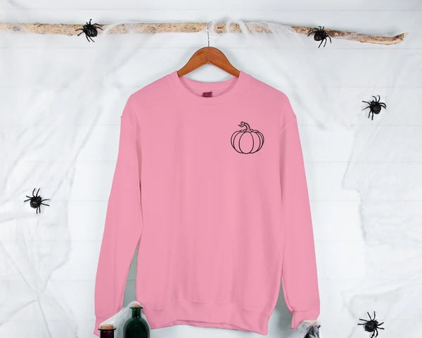 Halloween Pumpkin Sweatshirt, Vintage Fall Outline Printed Sweater, Comfort Colors Thanksgiving Jumper, Matching Halloween Party Clothing